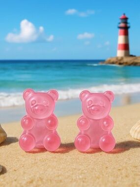 Pink Gummy Bear Candy Earrings